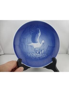 Bing & Grondahl 1984 Mor's Dag Mother's Day Plate Stork Danish Porcelain B&G P3